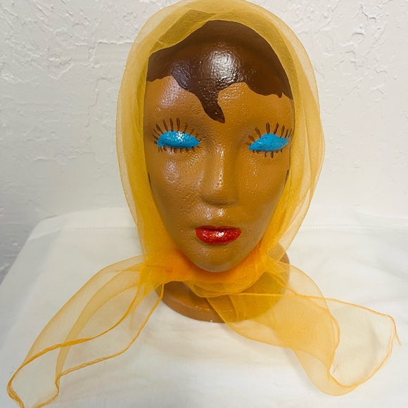 Vintage Orange Sheer Nylon Chiffon Scarf - Picture 2 of 4